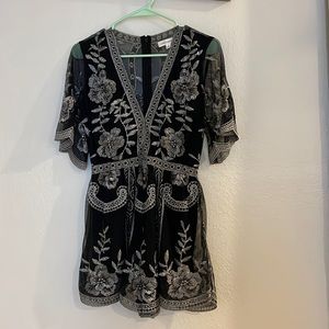Honey Punch Romper - Black with Silver Stitching
